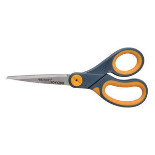 Westcott® Non-Stick Titanium Bonded Scissors, 8" Long, 3.25" Cut Length, Gray/Yellow Straight Handles, 3/Pack (ACM15454)