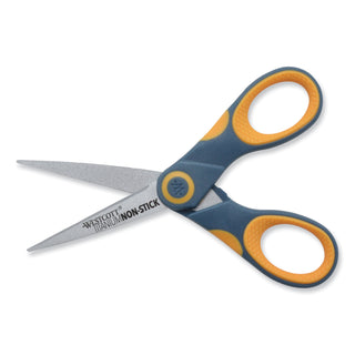 Westcott® Titanium Bonded Scissors, 5" Long, Gray/Orange Straight Handle (WTC14881)
