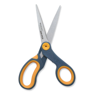 Westcott® Non-Stick Titanium Bonded Scissors, 8" Long, 3.25" Cut Length, Gray/Yellow Straight Handles, 3/Pack (ACM15454)
