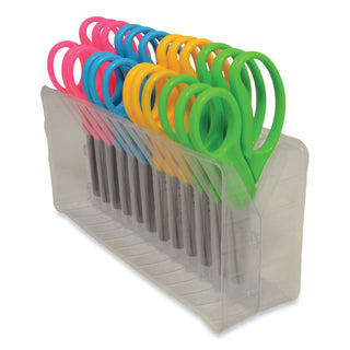 Westcott® For Kids Scissors, Blunt Tip, 5" Long, 1.75" Cut Length, Assorted Straight Handles, 12/Pack (ACM13140)
