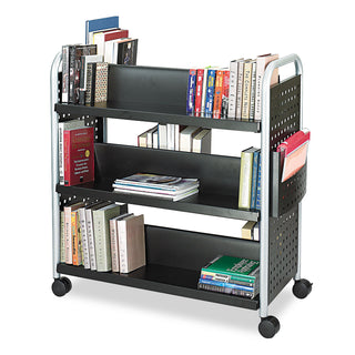 Safco® Scoot Book Cart, Six-Shelf, 41.25w x 17.75d x 41.25h, Black (SAF5335BL)