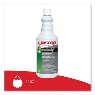 Betco® Green Earth Bioactive Solutions PUSH Drain Cleaner, Lemon and Sage Scent, 32 oz Bottle, 12/Carton (BET26071200)