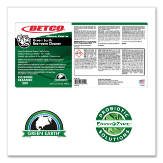 Betco® Green Earth RTU Restroom Cleaner, Fresh Mint Scent, 32 oz Bottle, 12/Carton (BET3091200)