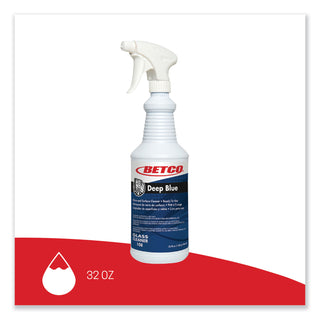 Betco® Deep Blue Ready to Use Ammoniated Glass & Surface Cleaner, Spray, 128 fl oz (4 quart), Pleasant ScentBottle, 12/Carton, Deep Blue (BET1081200)