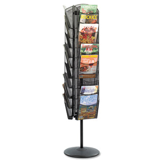 Safco® Onyx Mesh Rotating Magazine Display, 30 Compartments, 16.5w x 16.5d x 66h, Black (SAF5577BL)
