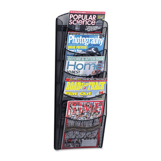 Safco® Onyx Mesh Literature Rack, Five Compartments, 10.25w x 3.5d x 28.33h, Black (SAF5578BL)