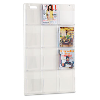 Safco® Reveal Clear Literature Displays, 12 Compartments, 30w x 2d x 49h, Clear (SAF5602CL)