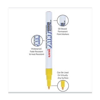 uni®-Paint Permanent Marker, Fine Bullet Tip, Yellow (UBC63705)