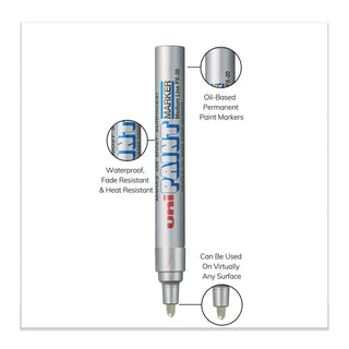 uni®-Paint Permanent Marker, Medium Bullet Tip, Metallic Silver (UBC63614)