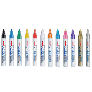 uni®-Paint Permanent Marker, Medium Bullet Tip, Assorted Colors, 12/Set (UBC63631)