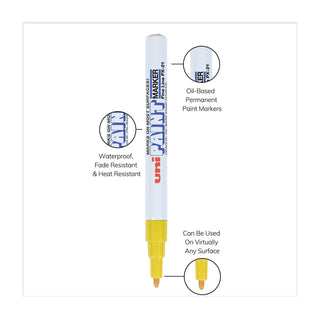 uni®-Paint Permanent Marker, Fine Bullet Tip, Assorted Colors, 12/Set (UBC63721)