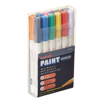 uni®-Paint Permanent Marker, Fine Bullet Tip, Assorted Colors, 12/Set (UBC63721)