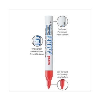 uni®-Paint Permanent Marker, Medium Bullet Tip, Red (UBC63602)