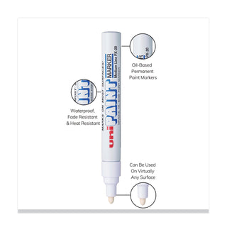 uni®-Paint Permanent Marker, Medium Bullet Tip, White (UBC63613)