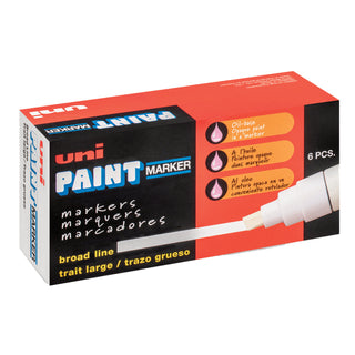 uni®-Paint Permanent Marker, Broad Chisel Tip, White (UBC63743)