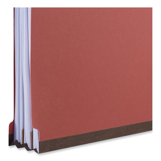 Universal® Bright Colored Pressboard Classification Folders, 2" Expansion, 1 Divider, 4 Fasteners, Letter Size, Ruby Red, 10/Box (UNV10203)