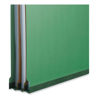 Universal® Bright Colored Pressboard Classification Folders, 2" Expansion, 1 Divider, 4 Fasteners, Legal Size, Emerald Green, 10/Box (UNV10212)