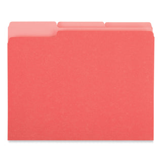 Universal® Interior File Folders, 1/3-Cut Tabs: Assorted, Letter Size, 11-pt Stock, Red, 100/Box (UNV12303)