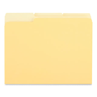 Universal® Interior File Folders, 1/3-Cut Tabs: Assorted, Letter Size, 11-pt Stock, Yellow, 100/Box (UNV12304)