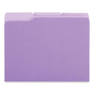 Universal® Interior File Folders, 1/3-Cut Tabs: Assorted, Letter Size, 11-pt Stock, Violet, 100/Box (UNV12305)