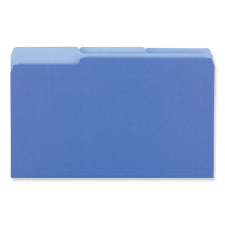 Universal® Interior File Folders, 1/3-Cut Tabs: Assorted, Legal Size, 11-pt Stock, Blue, 100/Box (UNV15301)