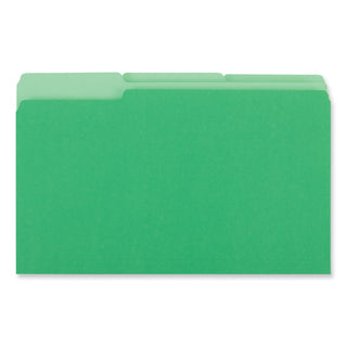 Universal® Interior File Folders, 1/3-Cut Tabs: Assorted, Legal Size, 11-pt Stock, Green, 100/Box (UNV15302)