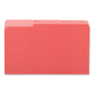 Universal® Interior File Folders, 1/3-Cut Tabs: Assorted, Legal Size, 11-pt Stock, Red, 100/Box (UNV15303)