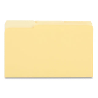 Universal® Interior File Folders, 1/3-Cut Tabs: Assorted, Legal Size, 11-pt Stock, Yellow, 100/Box (UNV15304)