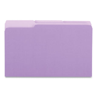 Universal® Interior File Folders, 1/3-Cut Tabs: Assorted, Legal Size, 11-pt Stock, Violet, 100/Box (UNV15305)