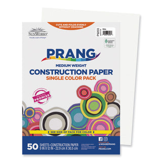 Prang® Construction Paper, 58lb, 9 x 12, White, 50/Pack (PAC9203)
