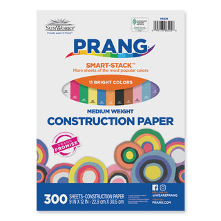 Prang® Construction Paper Smart-Stack, 58lb, 9 x 12, Assorted, 300/Pack (PAC6525)