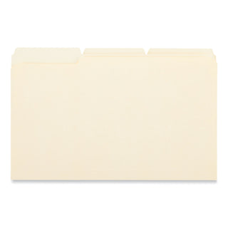 Universal® Double-Ply Top Tab Manila File Folders, 1/3-Cut Tabs: Assorted, Legal Size, 0.75" Expansion, Manila, 100/Box (UNV16123)