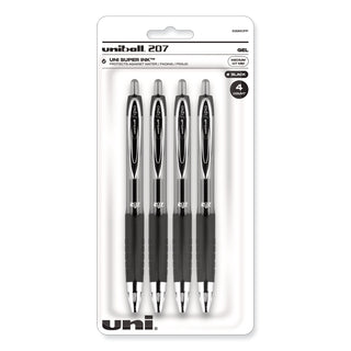 uniball® Signo 207 Retractable Gel Pen, 0.7mm, Black Ink, Translucent Black Barrel, 4/Pack (UBC33960PP)