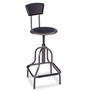 Safco® Diesel Industrial Stool with Back, 27" Seat Height, Supports up to 250 lbs., Pewter Seat/Pewter Back, Pewter Base (SAF6664)