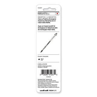 uniball® Refill for uni-ball Vision Elite Roller Ball Pens, Bold Point, Black Ink, 2/Pack (UBC61233PP)