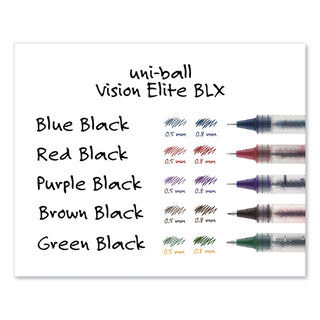 uniball® VISION ELITE Stick Roller Ball Pen, 0.5mm, Blue-Black Ink, Black/Blue Barrel (UBC69020)