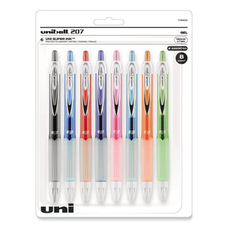 uniball® Signo 207 Retractable Gel Pen, Medium 0.7mm, Assorted Ink/Barrel, 8/Set (UBC1739929)