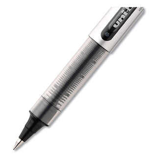 uniball® VISION Stick Roller Ball Pen, Fine 0.7mm, Black Ink, Silver Barrel, 36/Pack (UBC1921066)