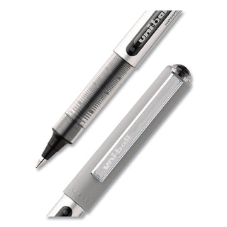 uniball® VISION Stick Roller Ball Pen, Fine 0.7mm, Black Ink, Silver Barrel, 36/Pack (UBC1921066)