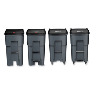 Rubbermaid® Commercial Brute Roll-Out Heavy-Duty Container, 65 gal, Polyethylene, Gray (RCP9W21GRA)
