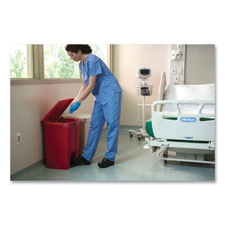 Rubbermaid® Commercial Indoor Utility Step-On Waste Container, 18 gal, Plastic, Red (6145RD)