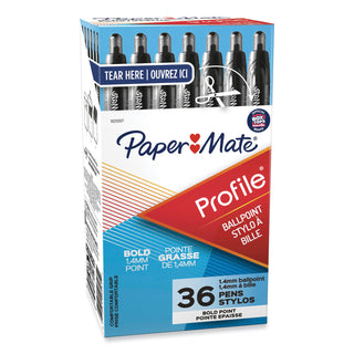 Papermate® Profile Retractable Ballpoint Pen Value Pack, 1.4mm, Black Ink, Smoke Barrel, 36/Box (PAP1921067)