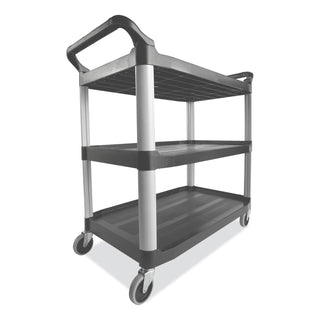 Rubbermaid® Commercial Xtra Utility Cart with Open Sides, Plastic, 3 Shelves, 300 lb Capacity, 20" x 40.63" x 37.8", Gray (RCP4091GRA) (RUB409100)