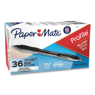 Papermate® Profile Retractable Ballpoint Pen Value Pack, 1.4mm, Black Ink, Smoke Barrel, 36/Box (PAP1921067)