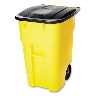 Rubbermaid® Commercial Square Brute Rollout Container, 50 gal, Molded Plastic, Yellow (RCP9W27YEL)