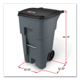 Rubbermaid® Commercial Brute Roll-Out Heavy-Duty Container, 65 gal, Polyethylene, Gray (RCP9W21GRA)