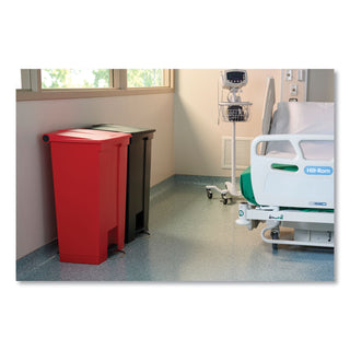 Rubbermaid® Commercial Indoor Utility Step-On Waste Container, 18 gal, Plastic, Red (6145RD)