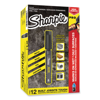 Sharpie® Pro Permanent Marker, Fine Bullet Tip, Black, Dozen (SAN2017818)