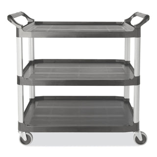 Rubbermaid® Commercial Xtra Utility Cart with Open Sides, Plastic, 3 Shelves, 300 lb Capacity, 20" x 40.63" x 37.8", Gray (RCP4091GRA) (RUB409100)