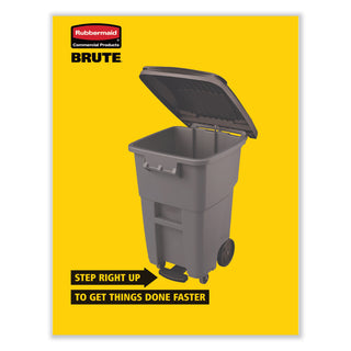 Rubbermaid® Commercial Brute Roll-Out Heavy-Duty Container, 65 gal, Polyethylene, Gray (RCP9W21GRA)